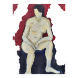 Portrait of a Demure Nude Woman Oil on Canvas