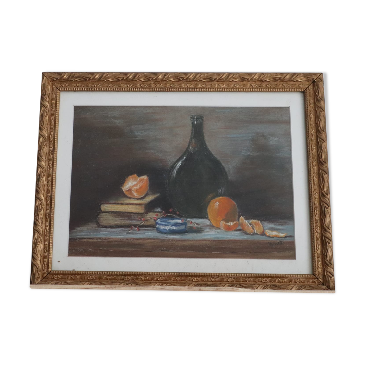 Old still life painting orange