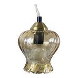 Vintage tulip-shaped portable lamp in gilded glass.