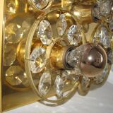 Lampe murale doré, cristaux de verre des années 1960