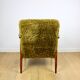 Vintage armchair, 1970s red fox - high pile khaki / olive - long pile