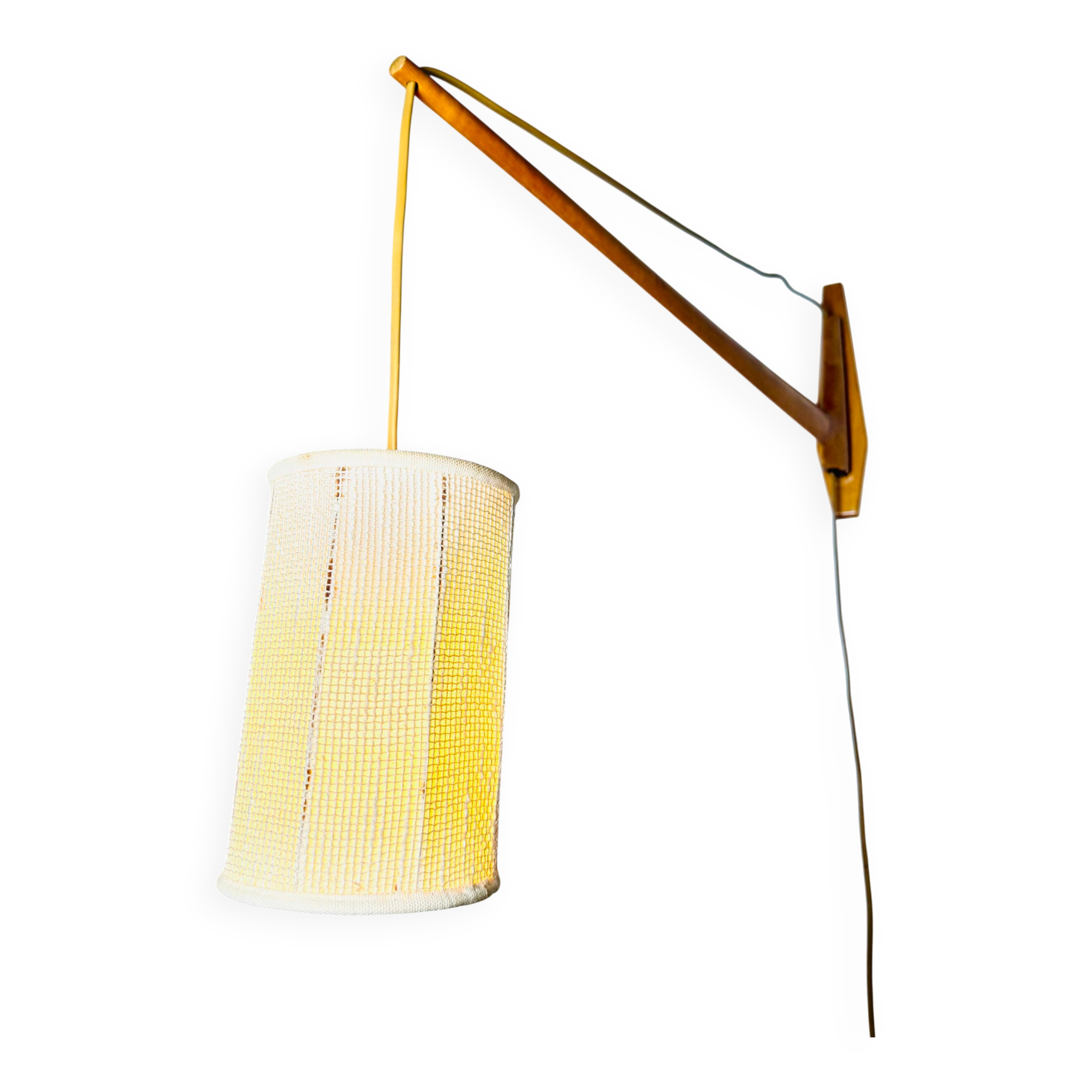 Large Rosewood Swivel-Arm Wall Lamp, Sweden 1950S