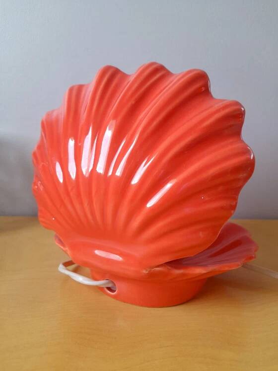 Lampe coquillage en porcelaine et opaline 1980