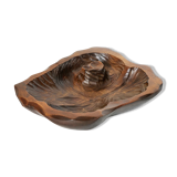 Plat brutaliste en bois gougé vintage