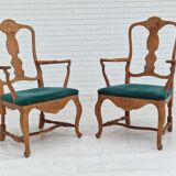 1960s, Danish design, pair of armchairs, oak wood, original very good condition