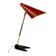 Red Austrian mid-century brass and iron table lamp by J.T. Kalmar