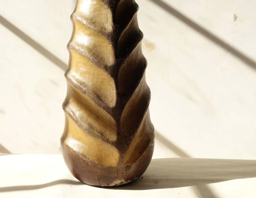 Handmade wooden African vase.