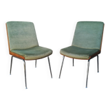 Chaises a coques et tissu  vert
