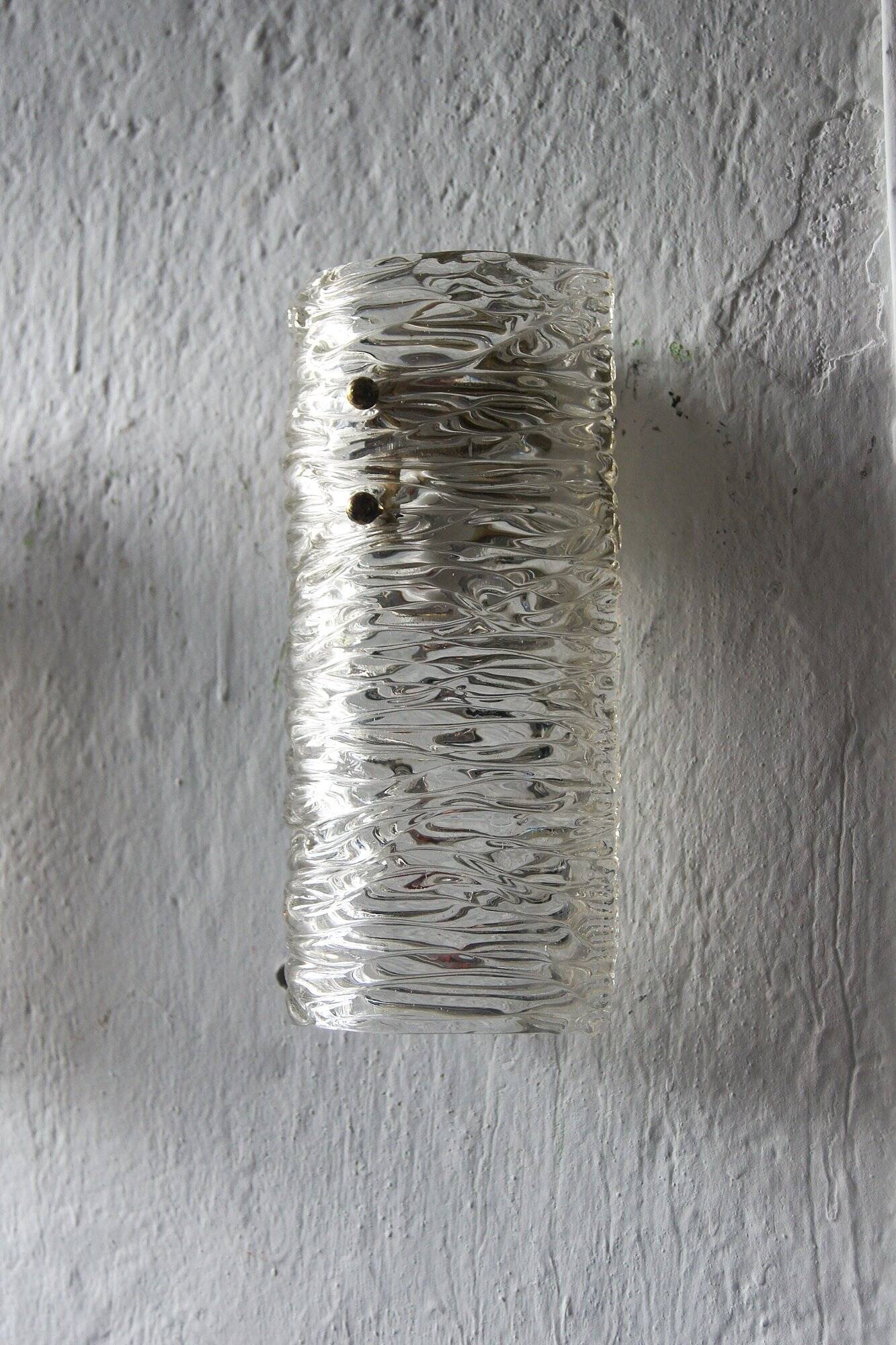 Vintage Textured Glass and Brass Wall Sconces by J. T. Kalmar, Set of 2