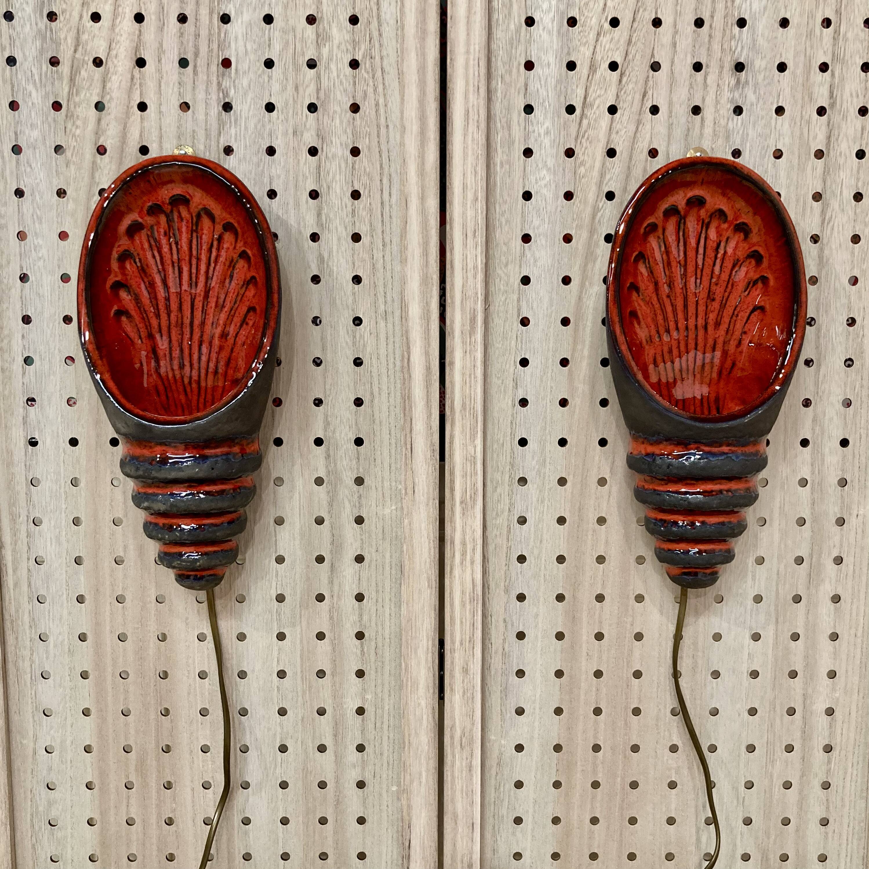 PAIR OF CERAMIC WALL LIGHTS SCANDINAVIAN DESIGN 1960.