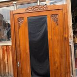 /Art Deco wardrobe with mirror in carved solid oak from the 20s/30s