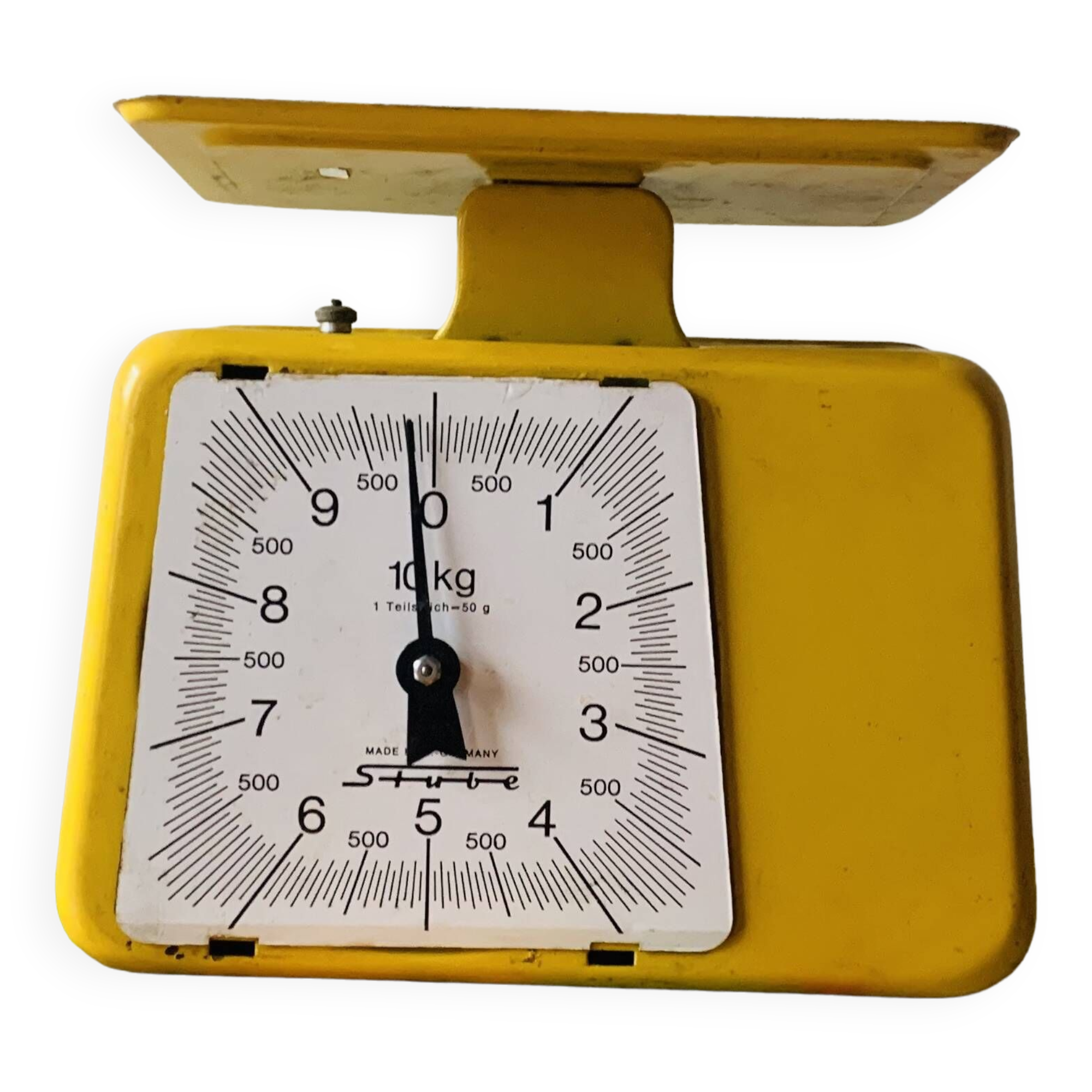 Stube - old household scale in yellow enameled metal - force 10