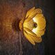 Flower wall light made of rattan petals and nude embroidery