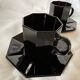 Set of 2 arcoroc black glass coffee cups with underplates