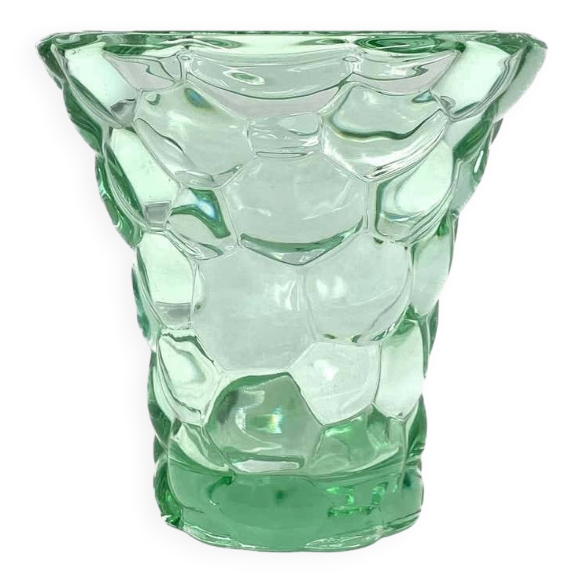 Art Deco vase, Pierre d'Avesn, green honeycomb pattern
