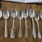 8 tablespoons in silver metal including a monogram christofle art deco