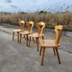 Vintage dining set - blond oak 1970s - extendable table and 4 chairs