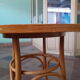 Round dining table vintage curved wooden foot