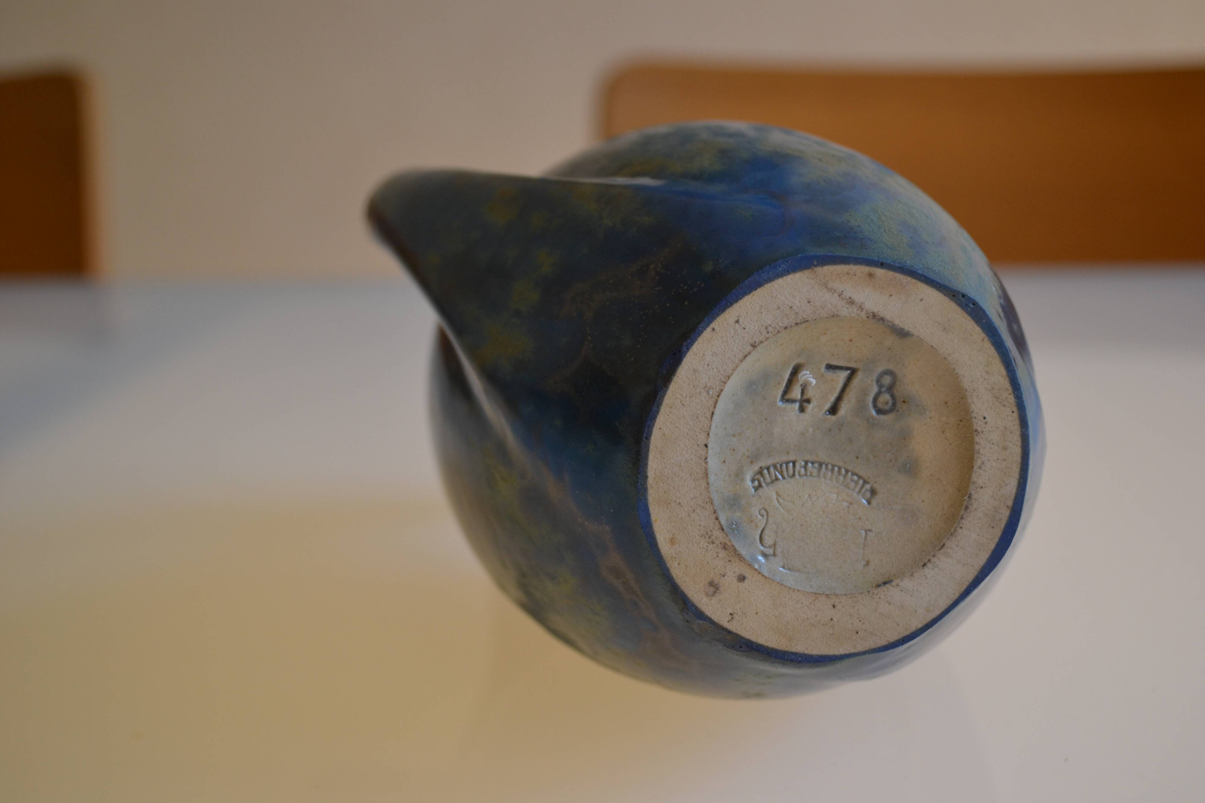 Iridescent Pierrefonds stoneware amphora vase, Art Deco, 1930, signed