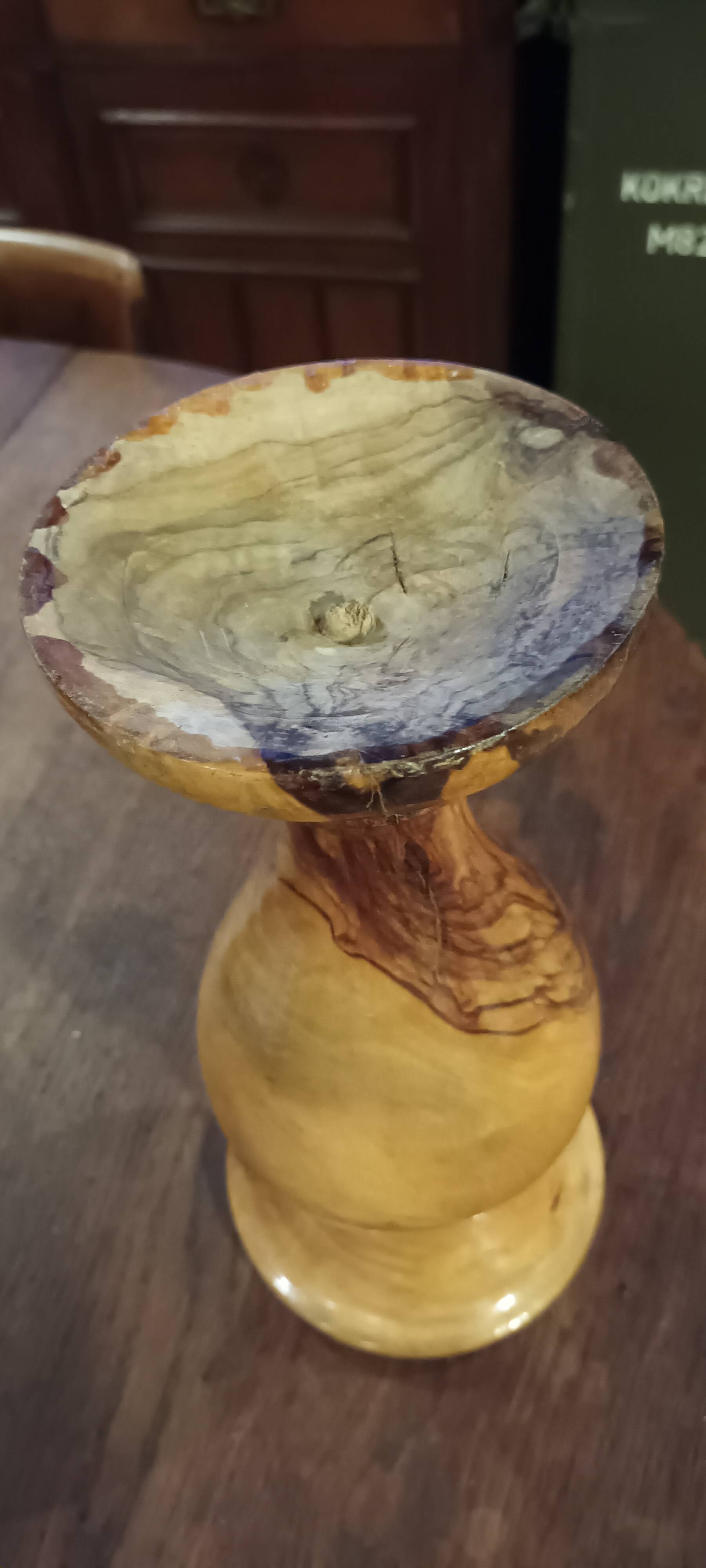 Turned olive wood vase