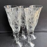Champagne flutes, cut crystal, bohemian