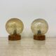 Set of 2 glass and wood table lamps , 1980s
