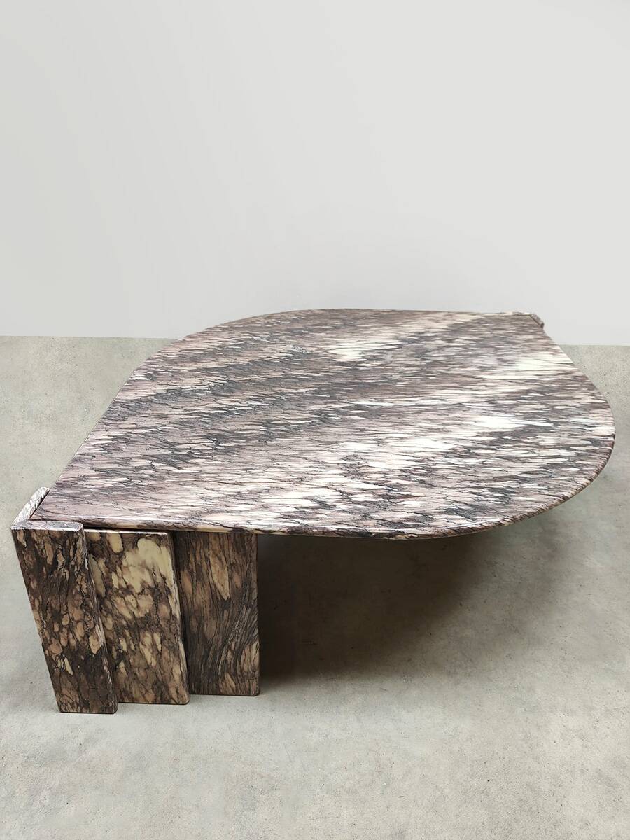 Vintage design marble coffee table midcentury Roche Bobois grey