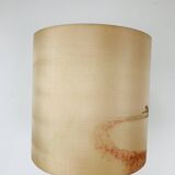 Vintage turned wood lamp, silk lampshade