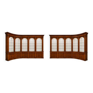 Monumental pair of apothecary bookshelves in oak, mid-19th century.