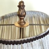 bronze bouillotte lamp with 2 lights and fabric shade