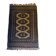 Vintage rug with oriental and geometric patterns, fringes, 63 × 90 cm