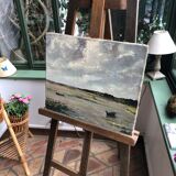 Oil on canvas landscape at Low Tide