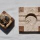 Travertine smoker's set, lighter and ashtray