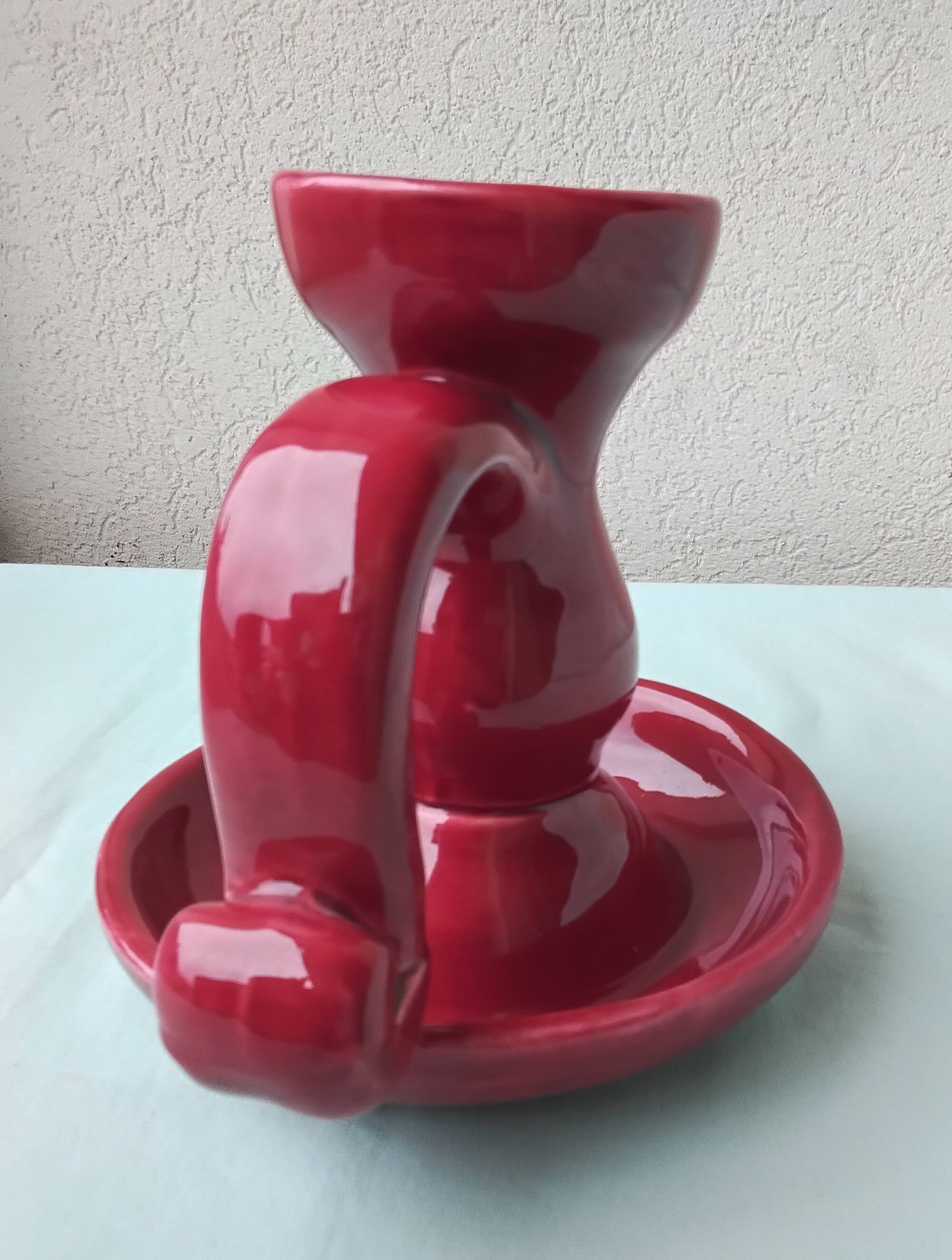Bougeoir bordeaux en céramique