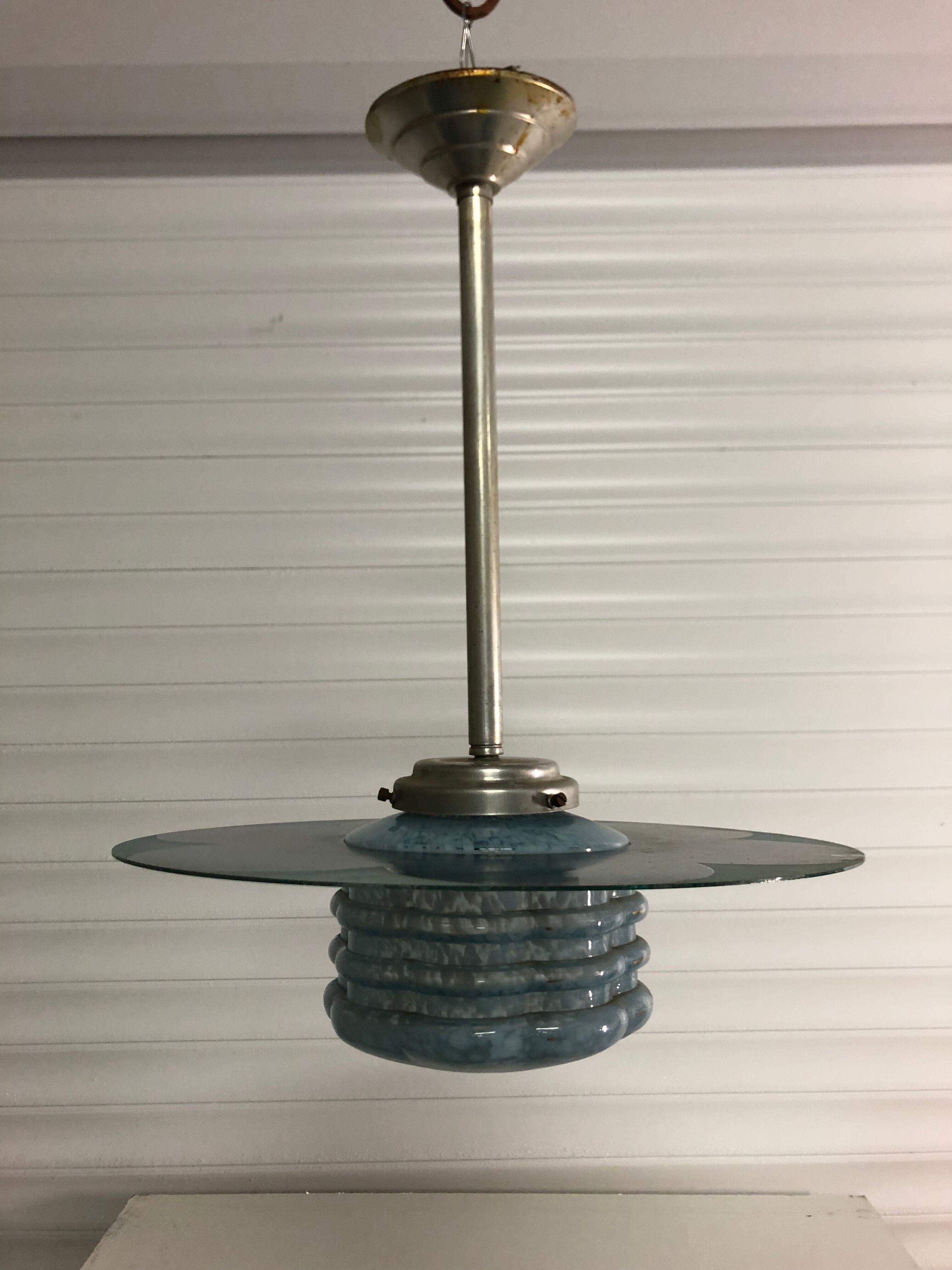 Suspension disque en verre vintage