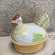 Terrine hen slurry in vintage glazed ceramic