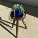 Brown solid wood stool seated circular dug