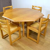 Vintage elm dining table Maison Regain, 1980
