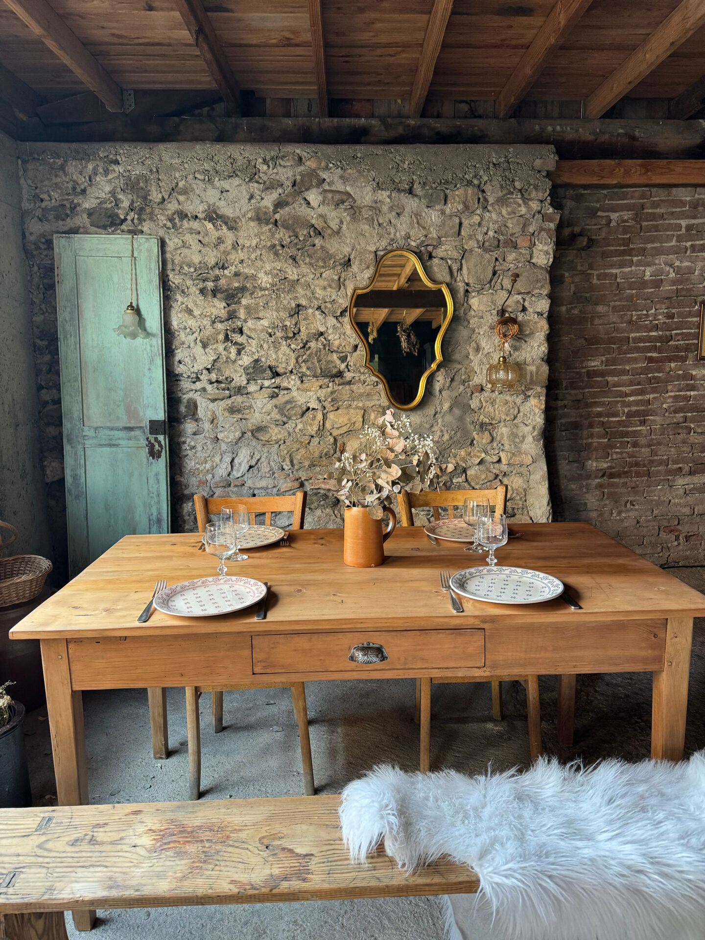 Old solid wood table