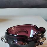 Murano pocket emptier. Organic/Corolla floral design. In purple blown glass. Diam 15 cm