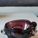 Vide poche Murano. Design forme florale Organique/Corolle. En verre soufflé violine. Diam 15 cm