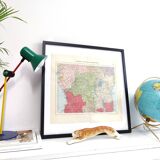 Carte vintage Afrique Centrale  38x43cm de 1950