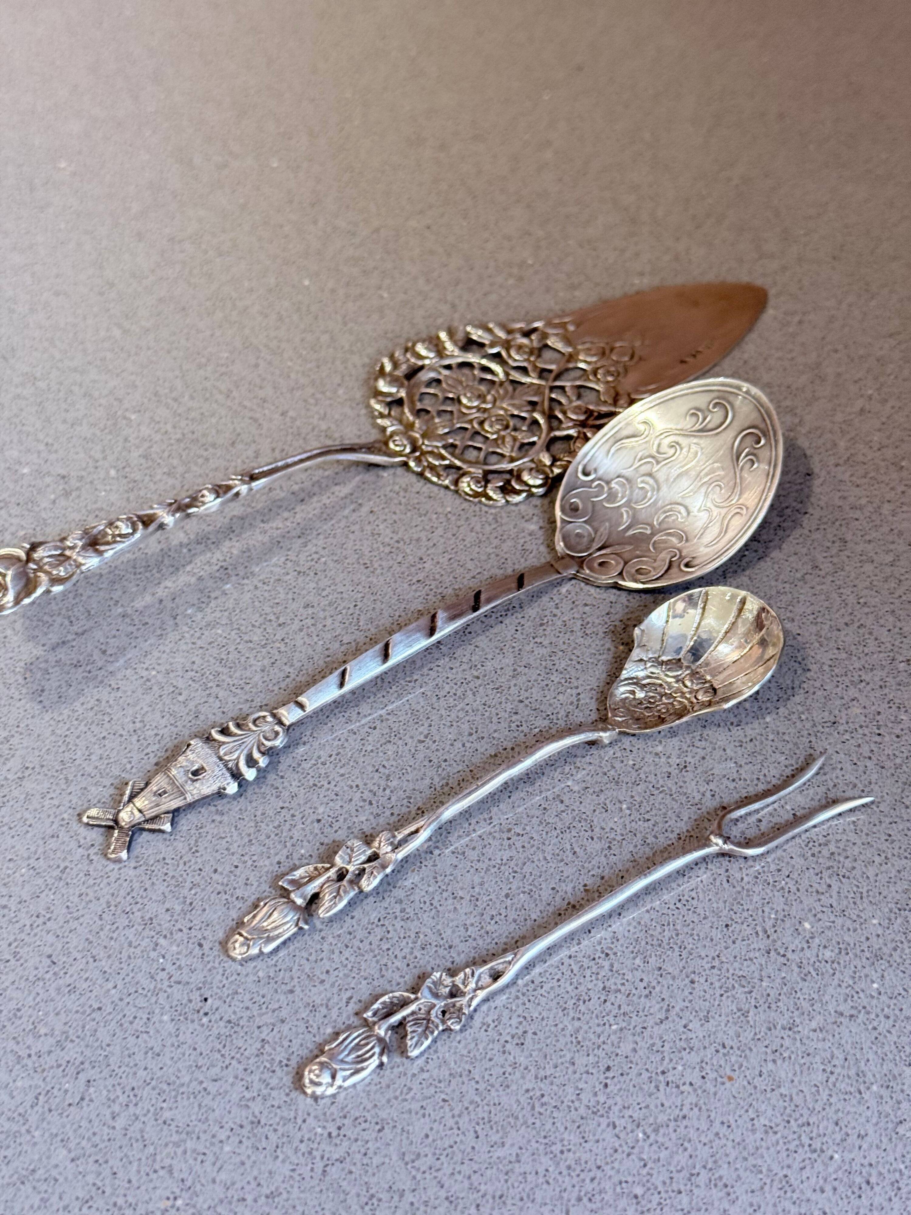 Antique Swedish Sterling Silver Hors d'Oeuvre and Dessert Serving Set, 1949