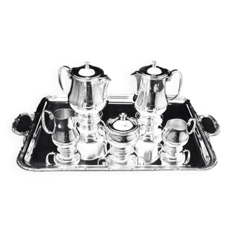 Christofle - 6pc. Service à thé original Art Déco Assiette Argent Art Déco avec plateau de service - Qualité Musée !