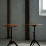 Pair of English side tables / pedestals, walnut, mid-century, 1940s.