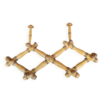 Antique extendable wall coat rack, accordion, 9 hooks.