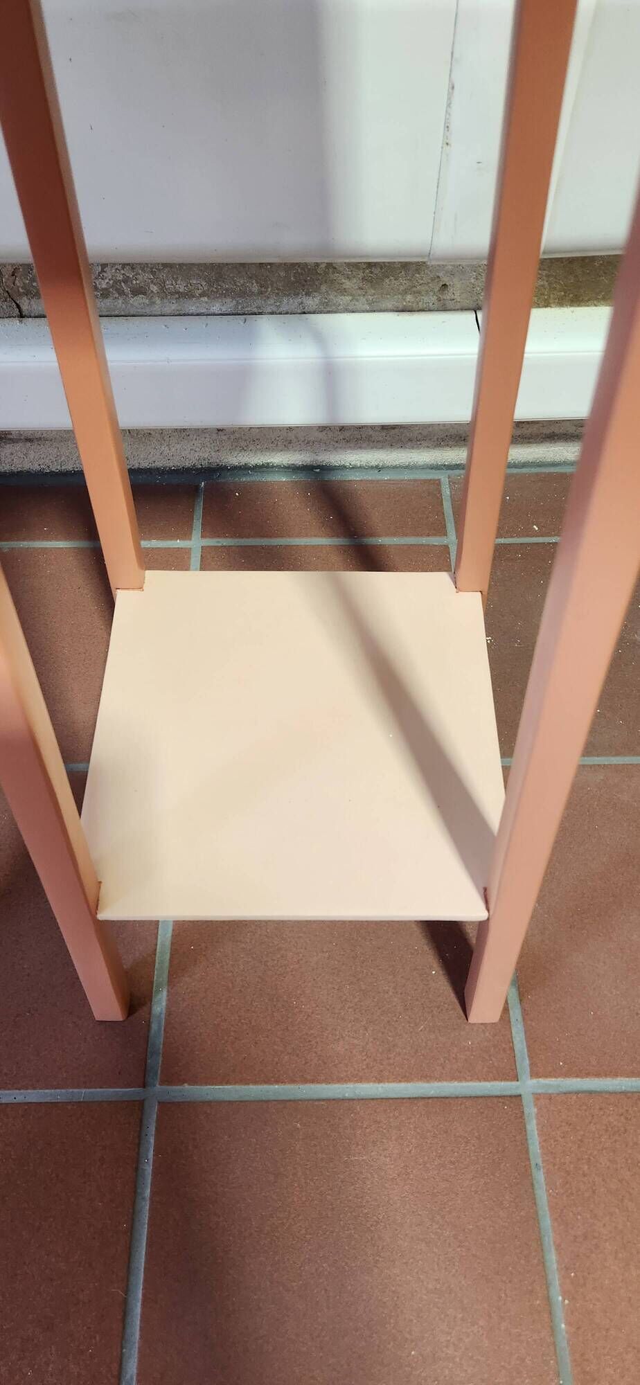 Sellette porte-plante bois et terracotta 2 niveaux