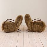 Halabala 269 lounge chair in long hair sheepskin