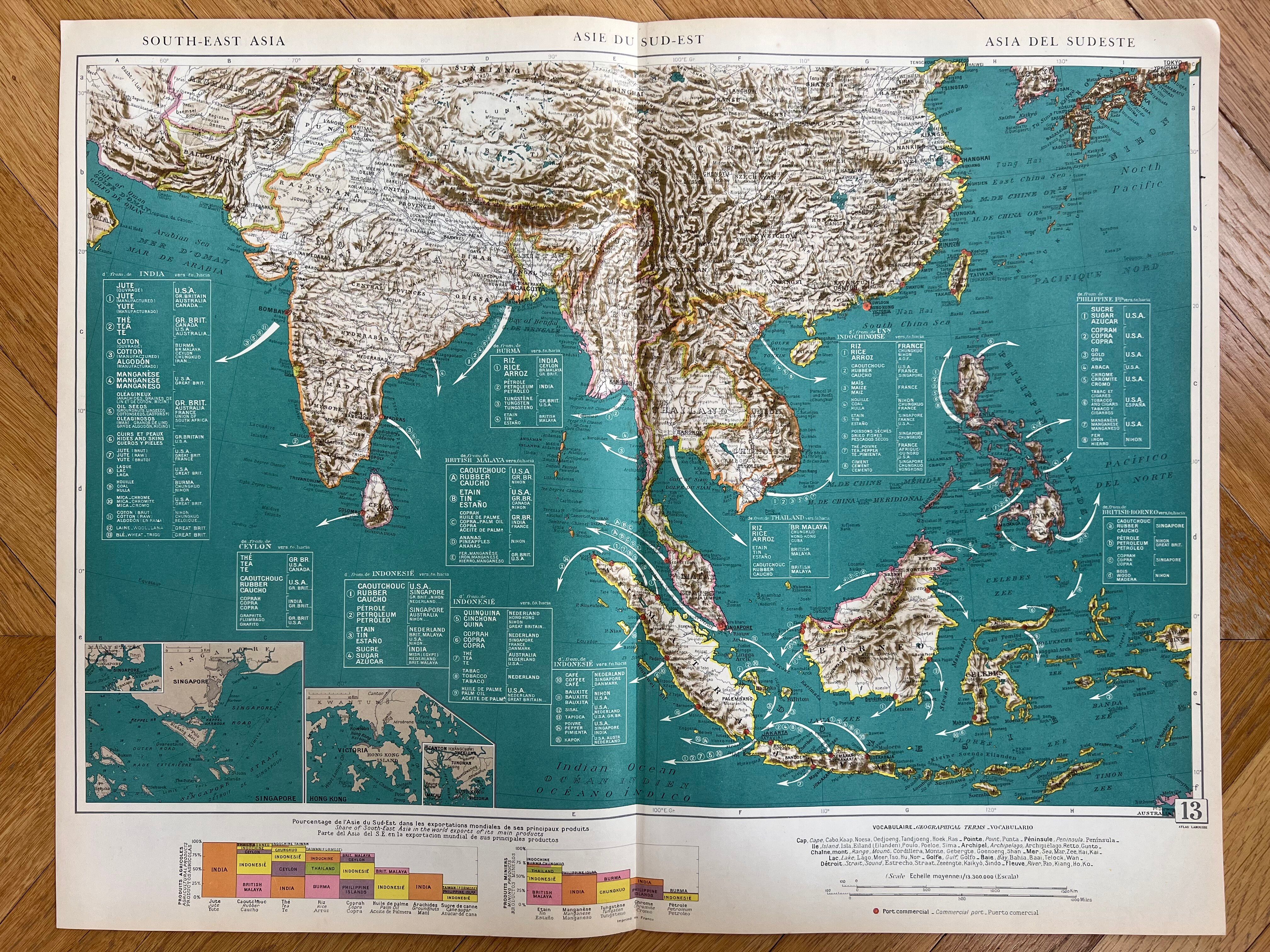 Old map of Southeast Asia — Trade routes | India, Indochina