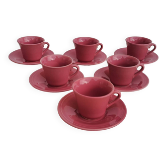 6 tasses et sous-tasses magnet lbp vieux rose